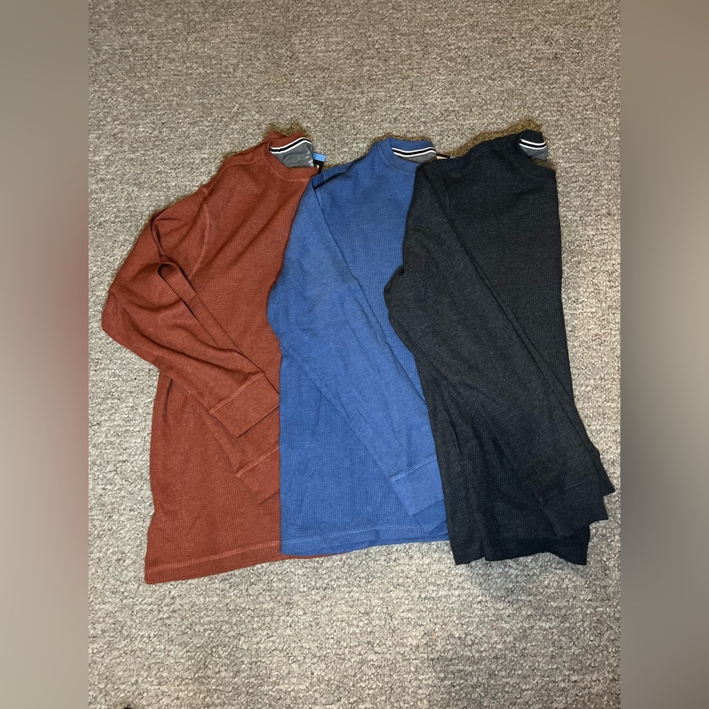 Set of Three Long Sleeve Shirts - Rust, Blue, and Black